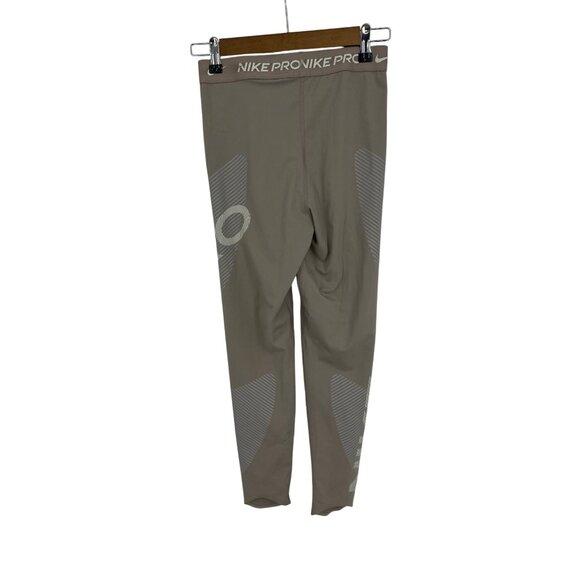 Nike Pro Compression Leggings Gray Striped Design Womens Activewear Size S - Picture 4 of 10